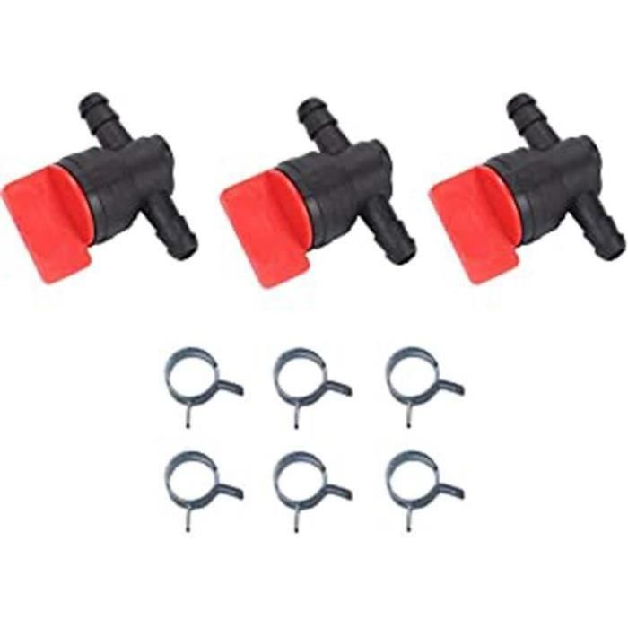 Vanne Arrêt Carburant Tondeuse - Compatible Toro/Briggs - Lot De 3 Avec Pinces