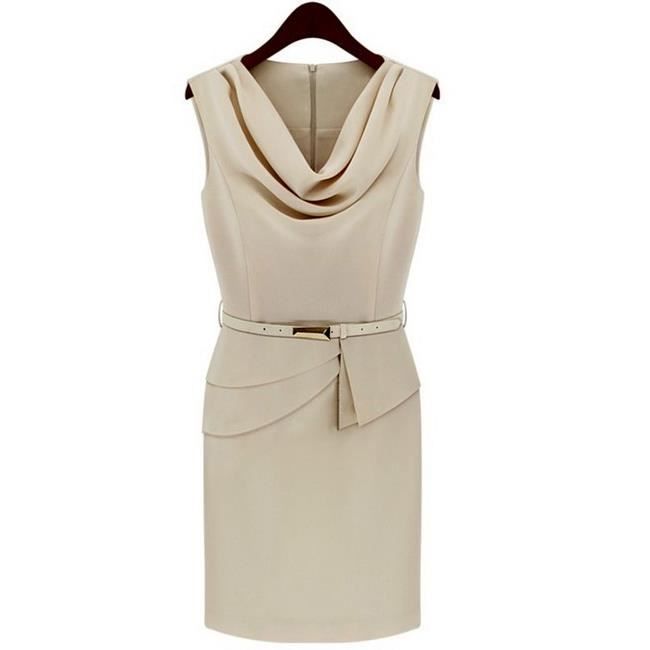 Robe droite col b nitier blanc Achat Vente robe Robe droite