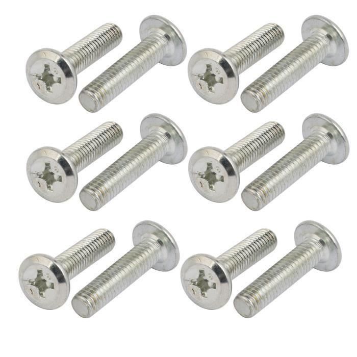 Sourcing Map M6x25mm Acier Inox Vis Metaux Tete Bombee Cruciforme Raccords Lit Bebe 12pcs Cdiscount Bricolage