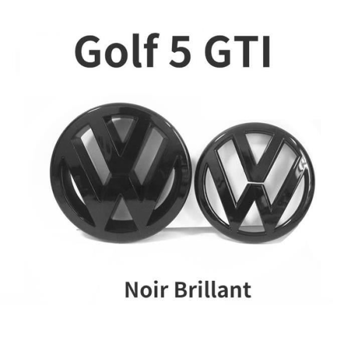 Lot De 2pcs Insigne Logo Emblème Avant Grill -arrière Coffre Noir Brillant Compatible Volkswagen Vw Golf 5 Gti