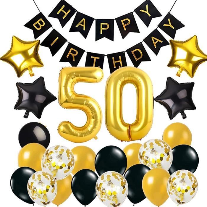 50 Ans Deco Anniversaire Or Noir 50eme Bon Anniversaire Decorations 50 Decorations De Fete En Noir Or Kit 50 Ans Anniversair 369 Cdiscount Maison