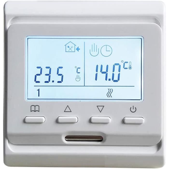 Haofy Thermostat contrôleur de température de Thermostat programmable numérique programmable Grand écran LCD sans Fil pour système de Chauffage de chaudière Mural Noir 