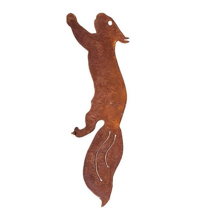 Statue Écureuil Rouillé 21x27 Cm – Décoration Jardin Métal Patiné, Silhouette Animal Réaliste Pour Pelouse, Patio, Arbres Extérieurs
