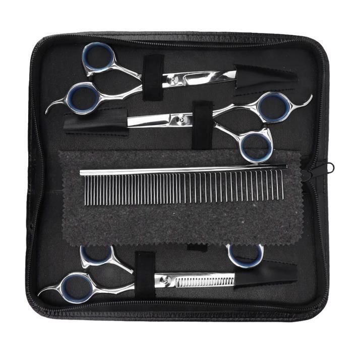 ARAMOX Tondeuses pour chiens 6PCS Kit de Peigne Ciseaux de Toilettage pour Animaux Tondeuses Coupe-Cheveux de Chat Chien(6PCS )