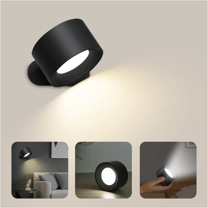 Applique Murale LED HOTUT 9 Couleurs RVB – Double Face Rotative 360°, Télécommande & Tactile, Batterie Rechargeable, Minuterie