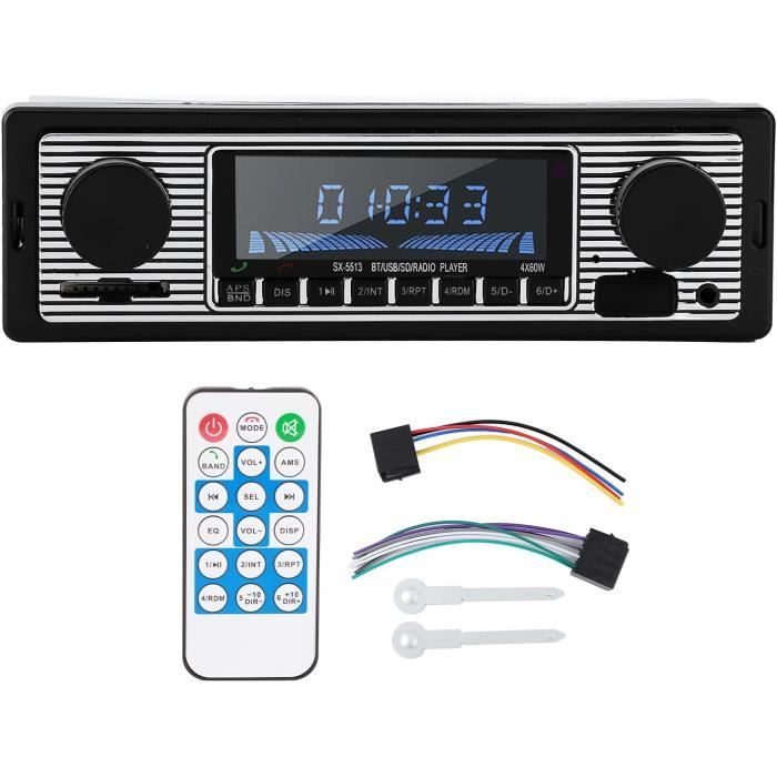 Autoradio Stéréo Vintage Pour Voiture Classique – Entrées USB, SD, AUX, FM – Compatible 24V – Look Rétro, Installation Facile