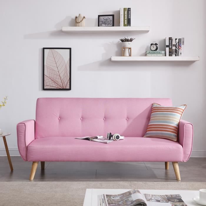 Berlin Rose Canapé Scandinave Convertible 3 Places Rose