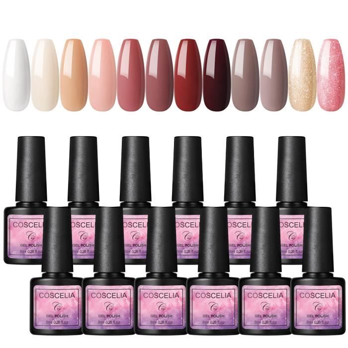 Vernis à Ongles En Gel Solide Avec Bross, 16 Couleurs Palette De Vernis