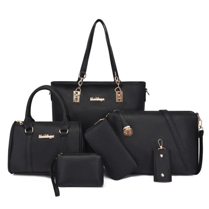 Sac à Main Femme JENNIFER Noir Vintage Avec Bijouterie Métal Or - Occasion
