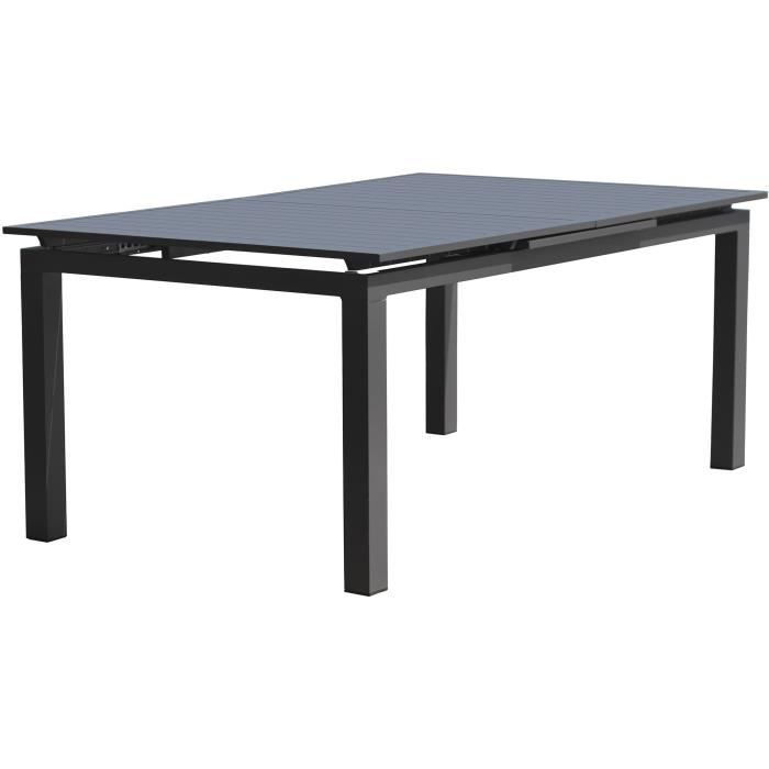 Table de jardin MIAMI (180/240X100 cm) en aluminium avec rallonge automatique - GRIS ANTHRACITE