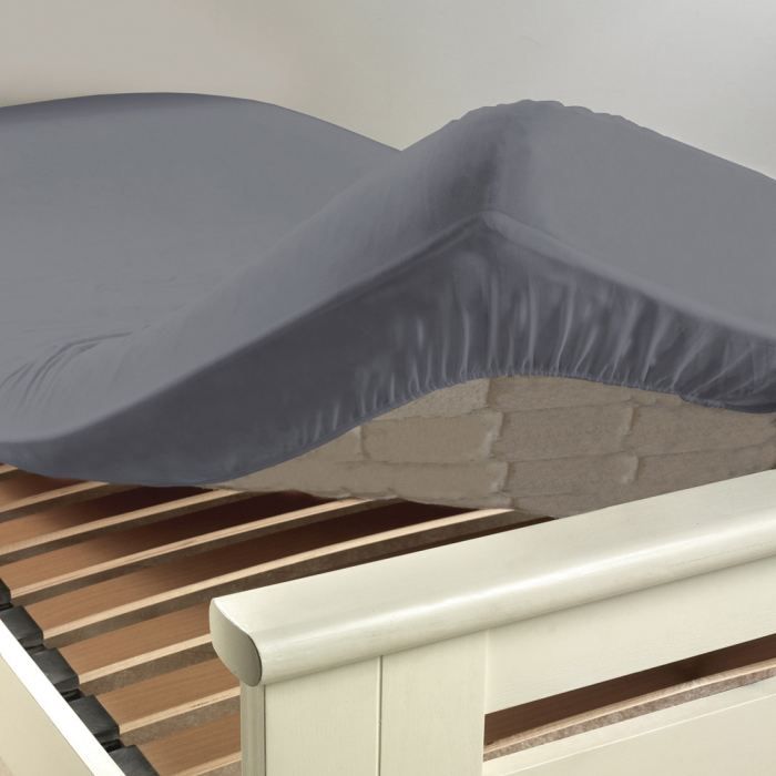 Drap housse coton INTIMITY 90x190cm gris souris