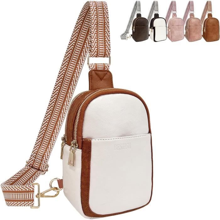 Bestash Sac Bandoulière Femme Petit Sac Banane Chic Cuir PU - Brun Clair - Polyvalent Voyage Shopping