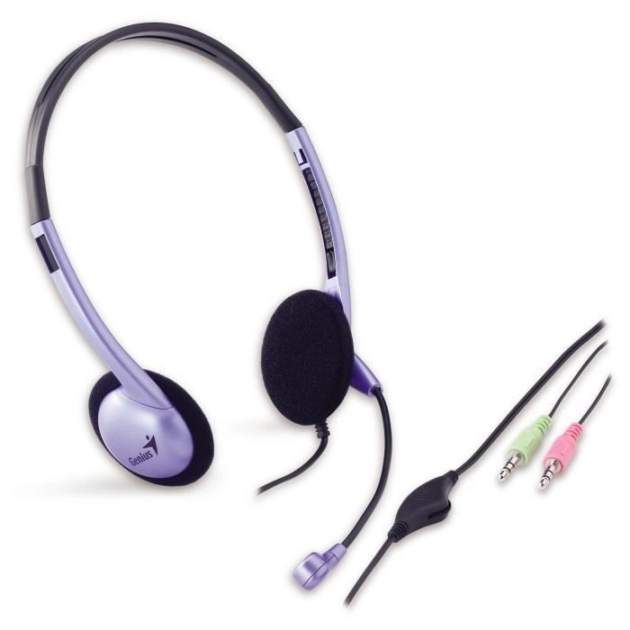 Casque micro Genius HS02B Ajustable Léger Contrôle du volume