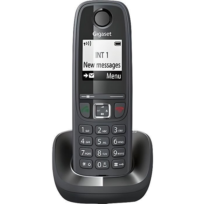 Téléphone sans fil - GIGASET - AS405 - Mains libres - Autonomie 1080 min - Répertoire 100 noms et numéros - Noir