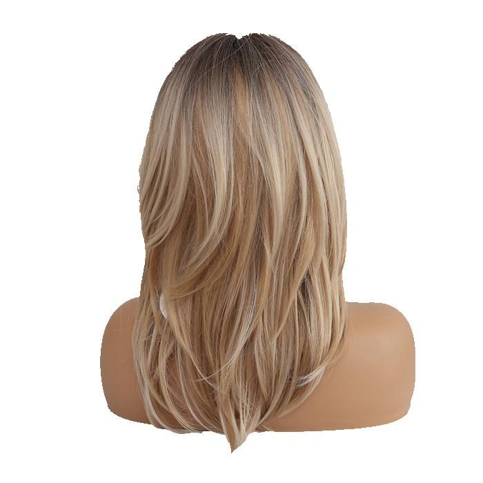 INF Blondes longues et bouclées perruques synthétiques mi-longues pour femmes 50 cm