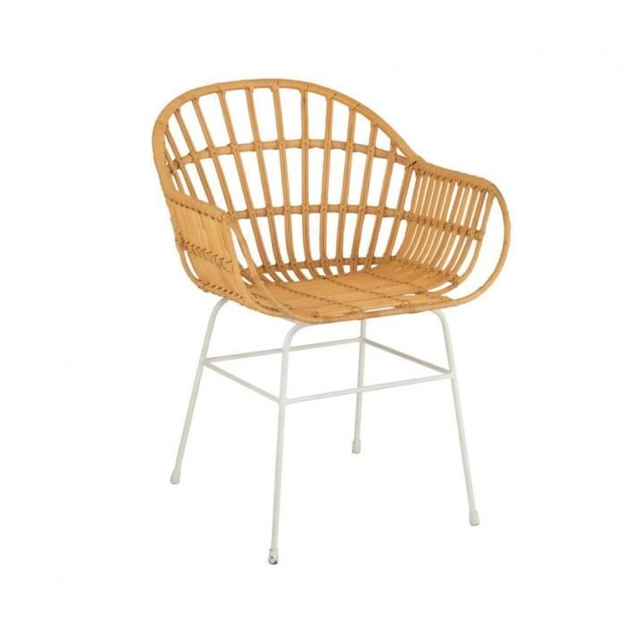chaise avec accoudoirs rapha  rotin / métal  blanc metal inside75