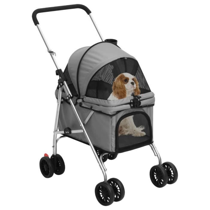 Meilleurs prix pour Poussette pour chien pliante Gris 76x50x100 cm Tissu Oxford Mothinessto LY0037