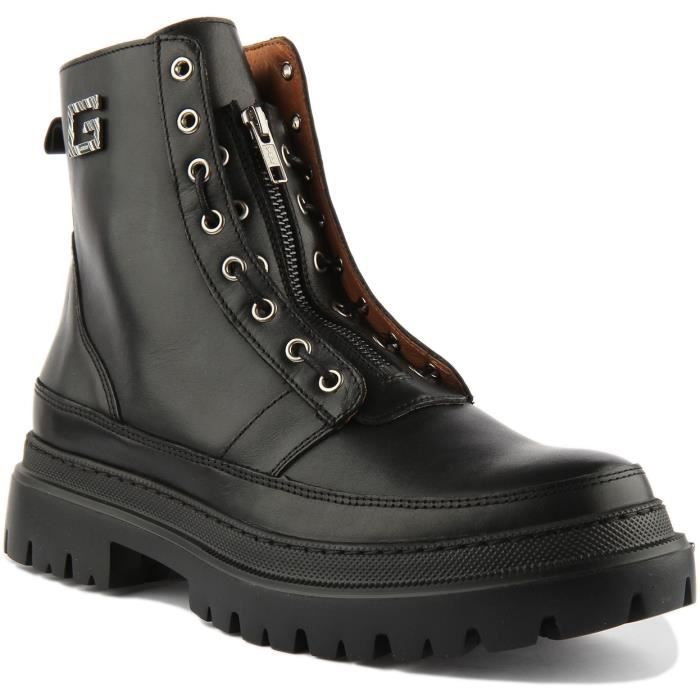 Jamron Bottines Homme Cuir Véritable Chukka Zippées - Bottines Classiques Avec Doublure Flanelle