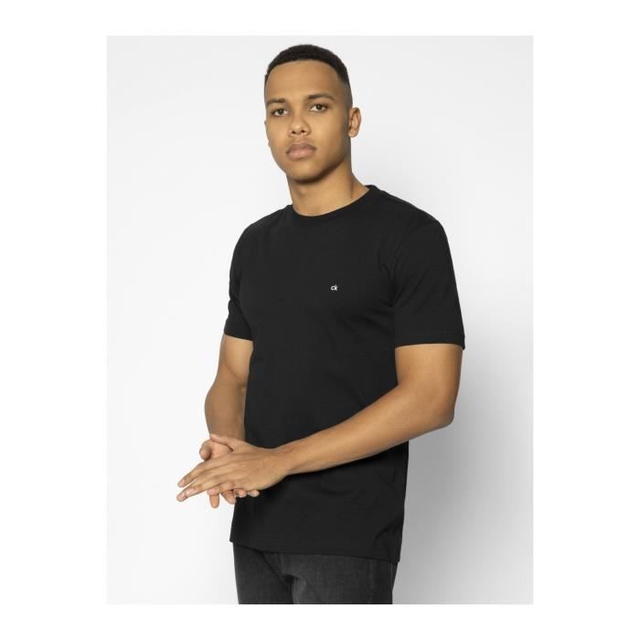 TShirt basique 100 coton Calvin klein Homme Noir Cdiscount Pret a Porter