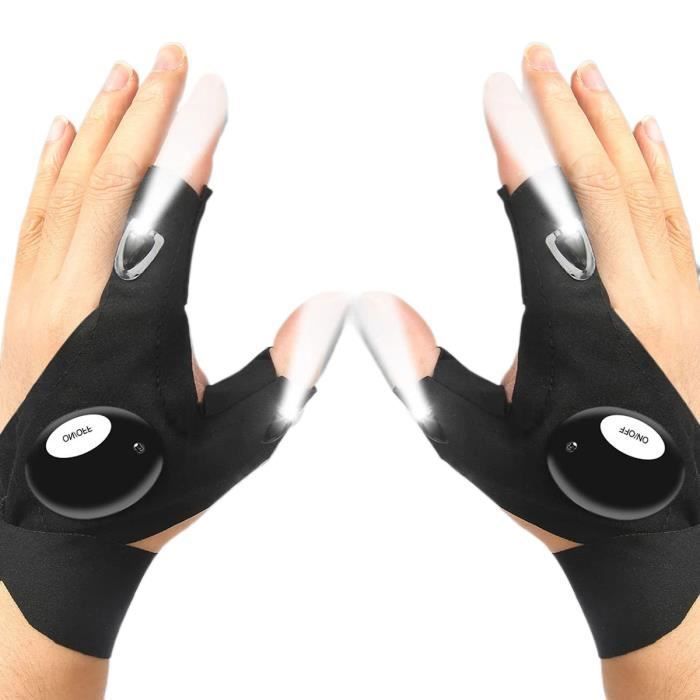 Gants de lampe de poche LED lumières mains libres pour camping pêche réparation de voiture gadget cool équipement de plein air