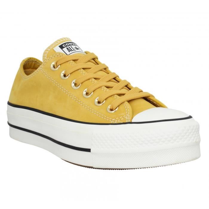 converse cuir jaune