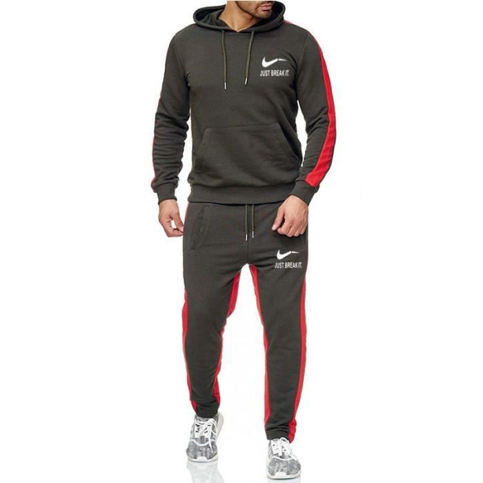 Ensemble de survêtement marque homme Ensemble deux pièces Épissage Pantalon  de gymnastique Haut mode Pantalon de veste à capuch