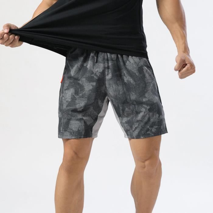 Short De Musculation Homme à Séchage Rapide - Coupe Cargo Avec Poches - Taille Réglable Par Cordon