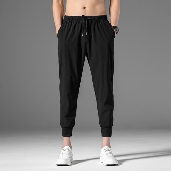 Pantalon De Sport Homme Séchage Rapide Stretch - Taille Ajustable Par Cordon, Pour Salle De Sport Et Loisirs