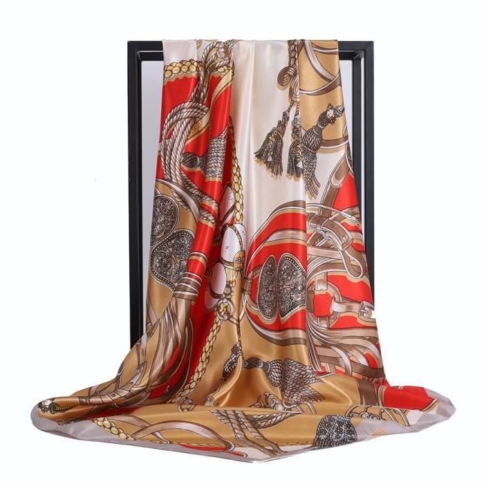 Grand Foulard Châle Jacquard Italie – Satin, Frange, 120cm, Neuf Avec étiquettes