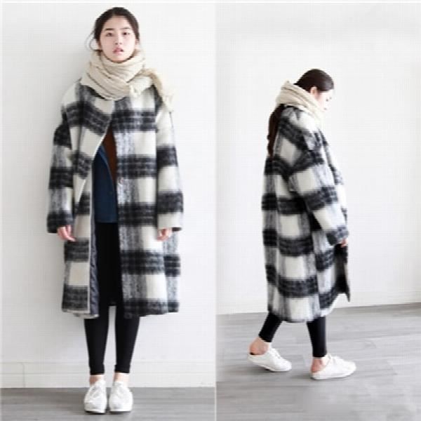 Manteau Long Femme Laine épais – Col Montant Hiver Automne Style Casual élégant