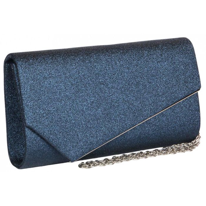 Pochette cérémonie-Nyls Création-Pochette Femme Bleue Paillettes Sac Soiree Marine Charmy - Bleu