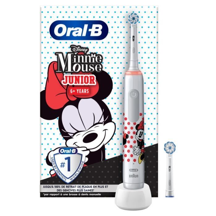 Brosse à dents électrique Oral-B Junior Minnie - Contrôle de pression des gencives - 2 modes de brossage