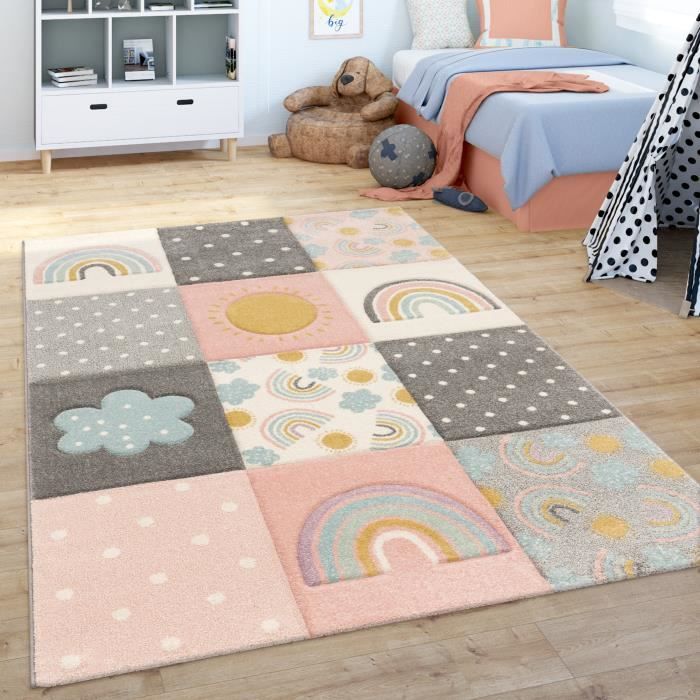 Tapis pour enfant - Beige crème - Ø 120 cm rond - Motif Jungle Animaux -  Polypropylène - Intérieur - PACO HOME - Cdiscount Maison