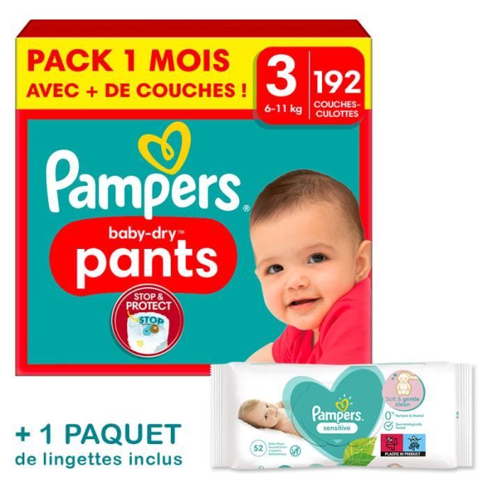 CouchesCulottes Pampers BabyDry Taille 3 Pack 1 mois 192 Couches Cdiscount Puériculture