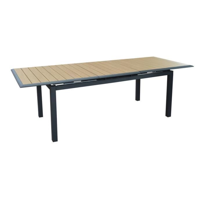 table de jardin rectangulaire extensible louisiane ii en aluminium - graph/oak 187/247 cm