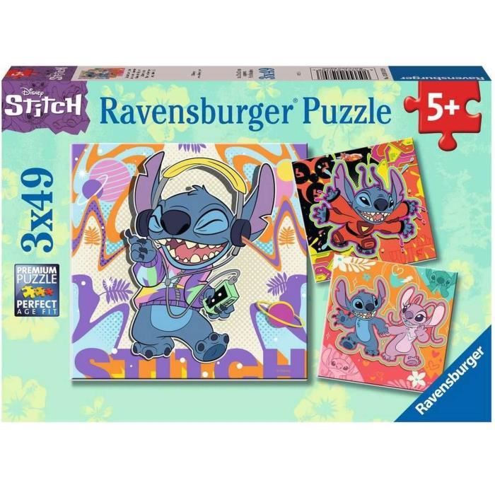 Puzzles 3x49 pièces - RAVENSBURGER - Disney Stitch - Moins de 100 pièces - Enfant - Mixte - Dessins animés et BD