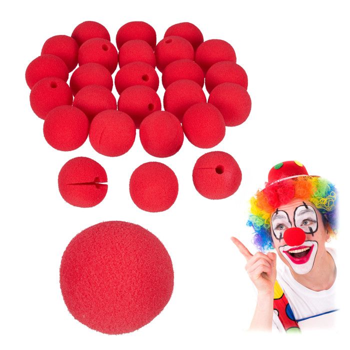 Lot de 2 Nez Clown en Mousse synthétique Rouge à Pincer Très agréable à Porter CL