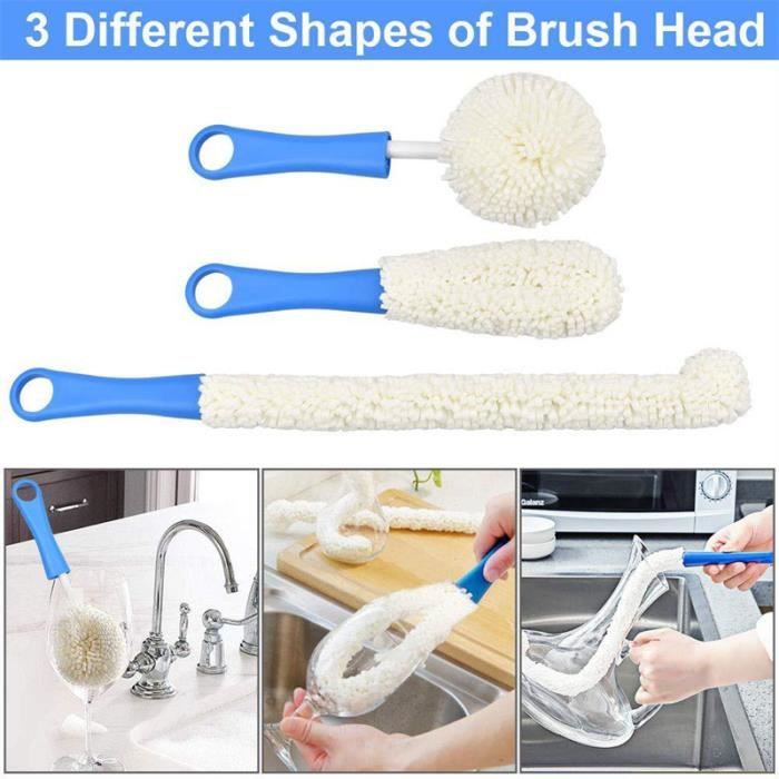 12 Pièces Brosses Nettoyage Bouteille Éponge 360° - Tasses Verres à Vin Bouteilles D'Eau Facile Démonter