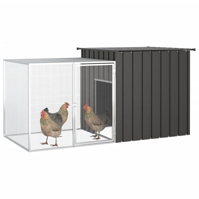 Meilleurs prix pour Cage pour poules Anthracite 200x91x100 cm Acier galvanisé-SALALIS-SP0208