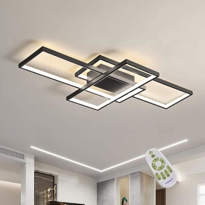 Ganeed Lustre LED,lustre Salle A Manger,Intensité Variable Avec Télécommande (3000-6000K),noir,30W,L100cm - Maison