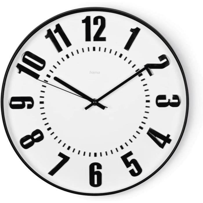 Horloge Murale Grise Moderne Silencieuse Chiffres Arabes 3D Pendule Murale Quartz Classique Déco