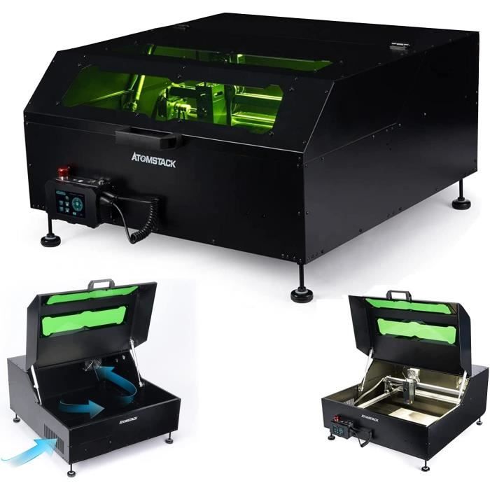 ATOMSTACK B1 Boîte de protection pour Graveur laser avec fenêtre en acrylique et système de filtre à fumée pour tous graver