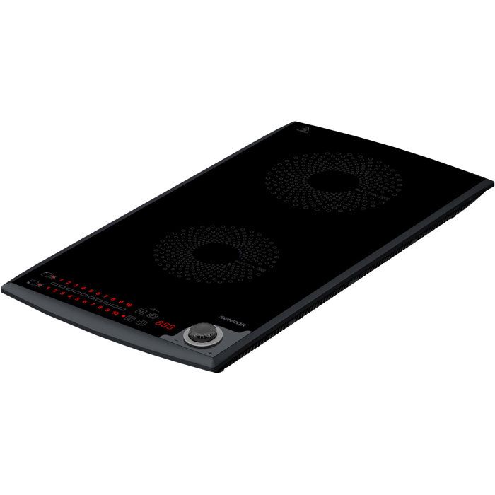 Plaque de cuisson à induction Sencor SCP 5414GY - 2 foyers - Commandes tactiles - 10 niveaux - Compacte - 3100 W - Noire