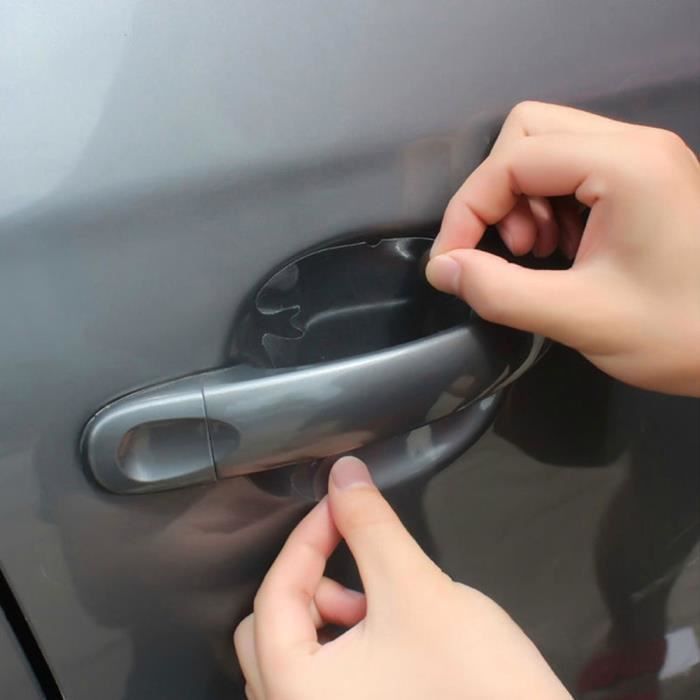 SHOP-STORY - Lot de 4 Protecteurs Adhésifs Transparents pour Portes de Voiture Derrière les Poignées