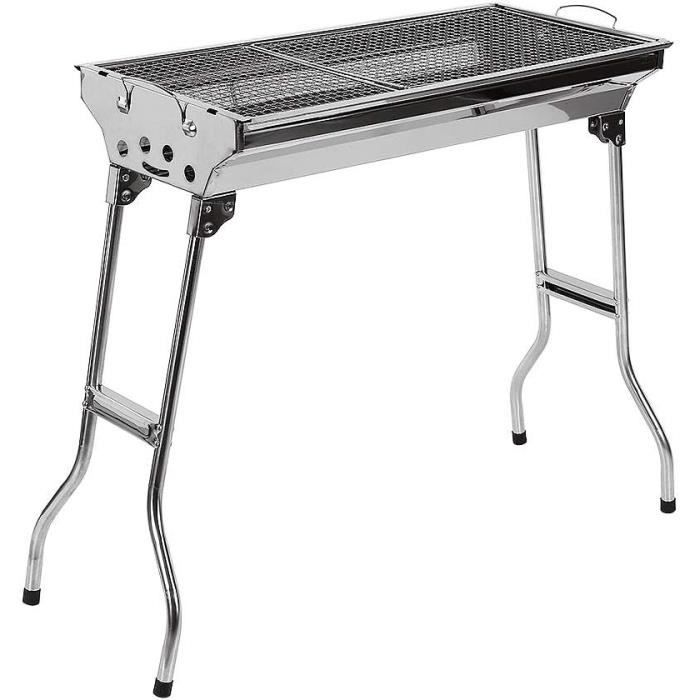 Barbecue à Charbon Portable Pliant En Acier Inoxydable - Gril Sur Pied Pour 5-10 Personnes Camping Et Jardin