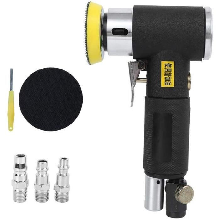 Ponceuse Orbitale Pneumatique 50mm & 75mm - Polisseuse Double Action 12 000 tr/min - Mini Ponceuse Excentrique à Air Comprimé pour Carrosserie, Bois et Métal