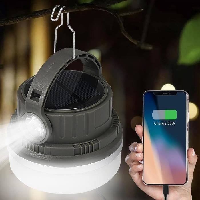 Lampe Solaire LED Pliable – Forme Ballon, USB, 5 Modes, Batterie 1200 MAh, Idéale Camping Et Urgence