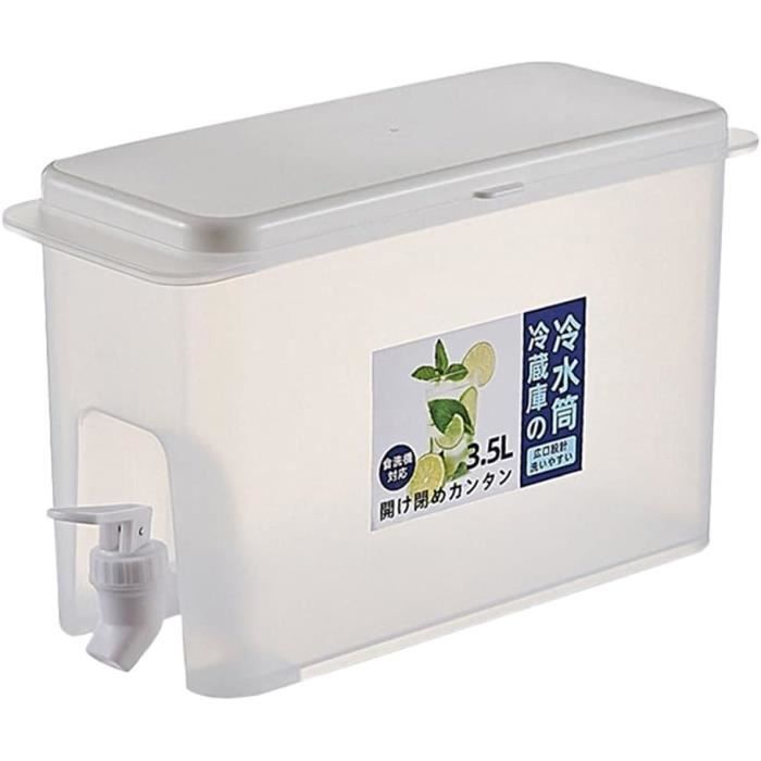 Distributeur de boissons, double réservoir avec robinet et cloison - Distributeur d'eau pour réfrigérateur, refroidisseur et distributeur d'eau pour eau potable (6 l, blanc