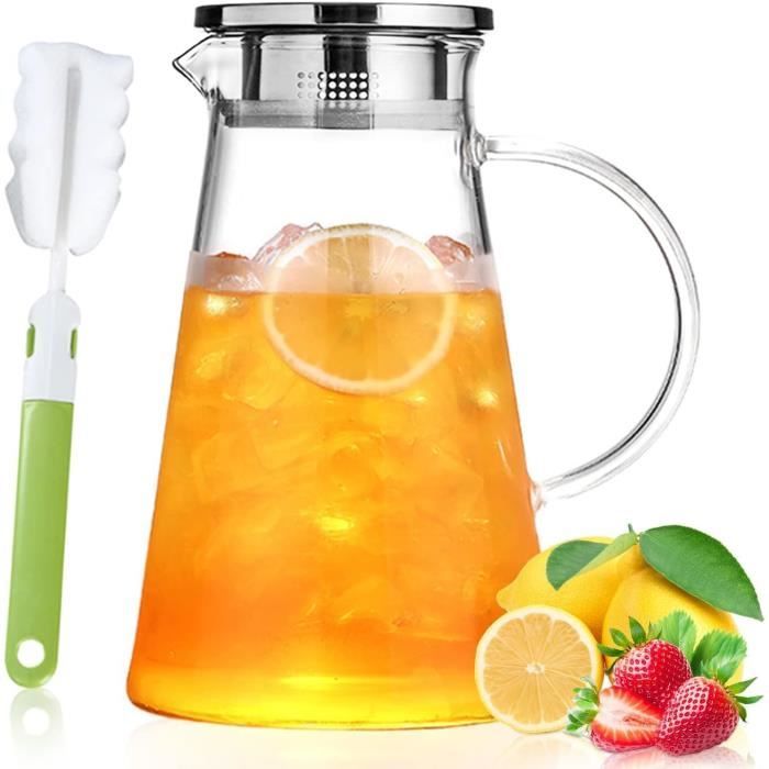 Pichet Carafe En Verre Transparent D'un Litre – Idéal Pour L'eau Ou Le Jus