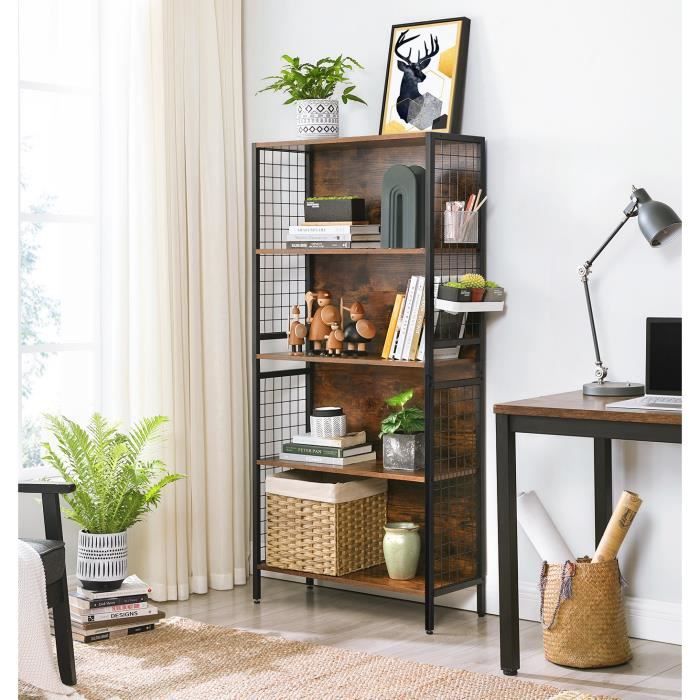 VASAGLE Bibliothèque - Étagère de rangement - 74 x 30 x 155 cm - Pour livres et objets de décoration LBC023B01
